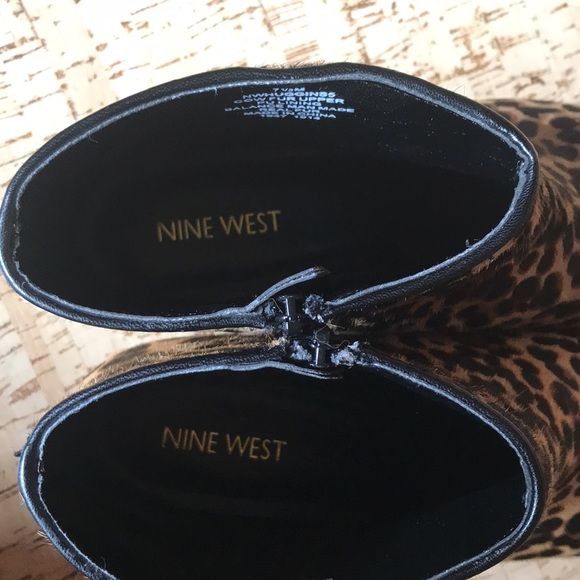 Nine West Huggins Leopard Print Genuine Calf Hair Ankle Boot Bootie 7.5 - Picture 7 of 10